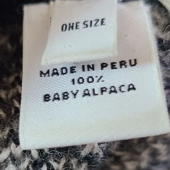 Kate Spade Baby Alpaca Black Gray Wool Chevron Poncho Sweater Small Medium - Picture 7 of 8